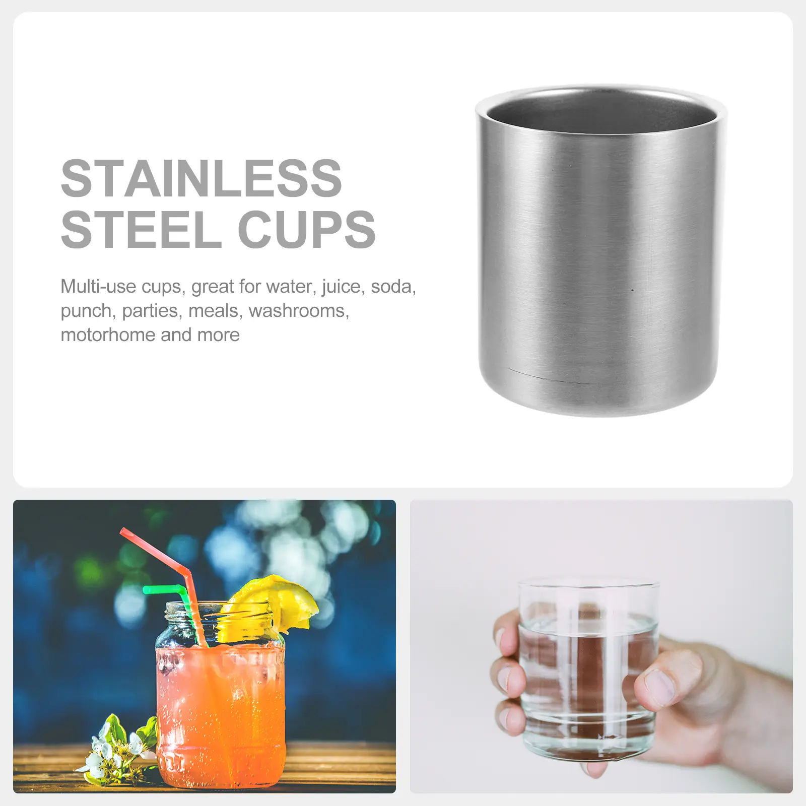 Stainless Steel Beer Mug Water Cup Toothbrush Holder Soda Tumbler Beverage Drink Glass Home Office Travel Gifts