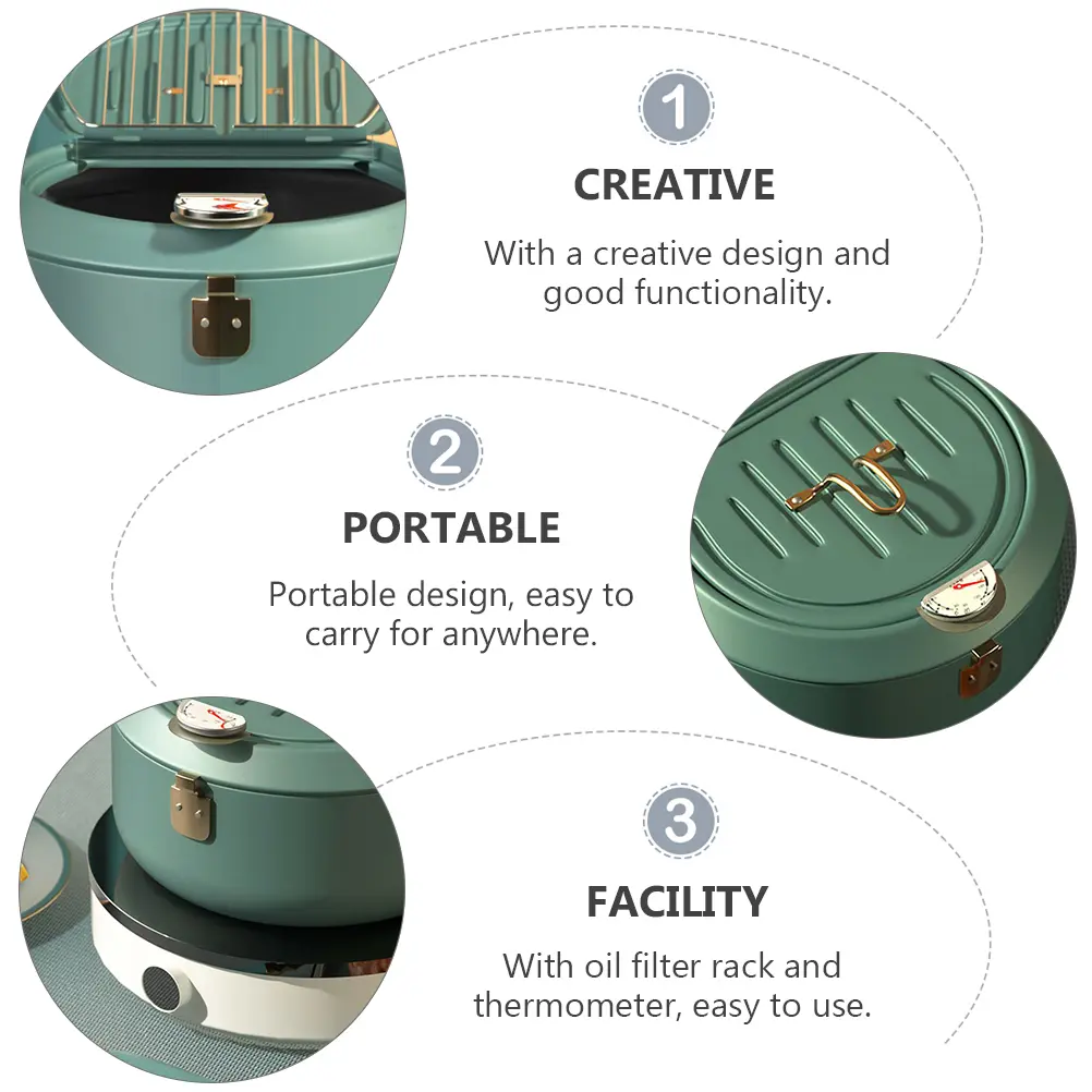 Carbon Steel Frying Pot Deep Fryer Oil Filter Rack Thermometer Compatible Stoves Durable Mini Nonstick Pan Compact Pots Kitchen