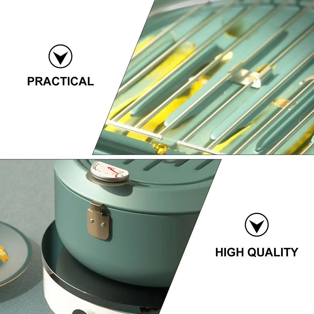 Carbon Steel Frying Pot Deep Fryer Oil Filter Rack Thermometer Compatible Stoves Durable Mini Nonstick Pan Compact Pots Kitchen