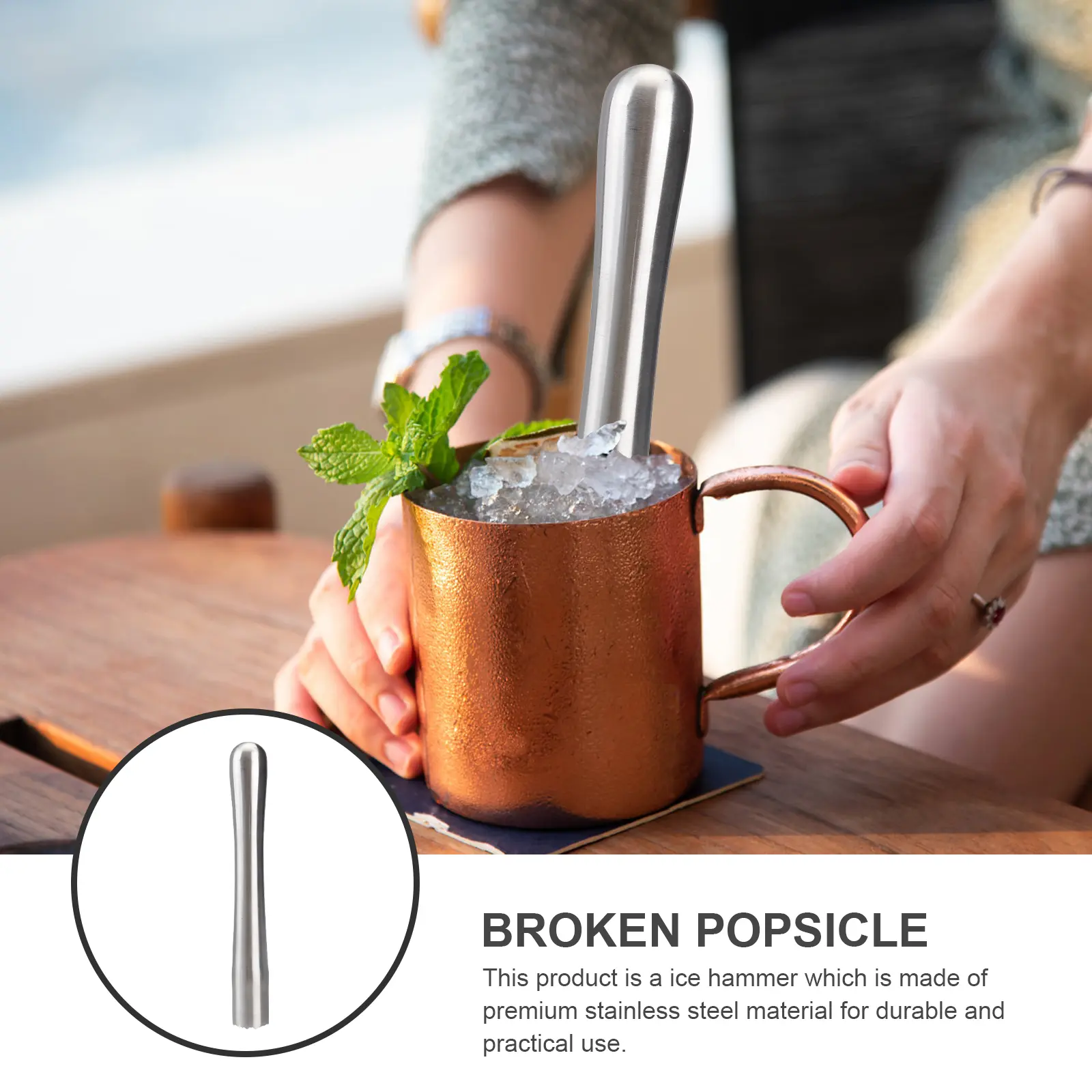 Stainless Steel Ice Crusher Practical Tool for Bottle Mixing Lemon Accessories Kitchen Gadgets