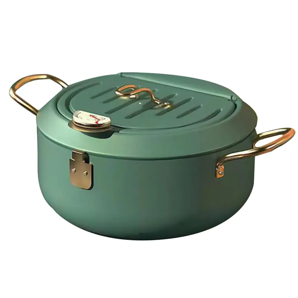 Carbon Steel Frying Pot Deep Fryer Oil Filter Rack Thermometer Compatible Stoves Durable Mini Nonstick Pan Compact Pots Kitchen