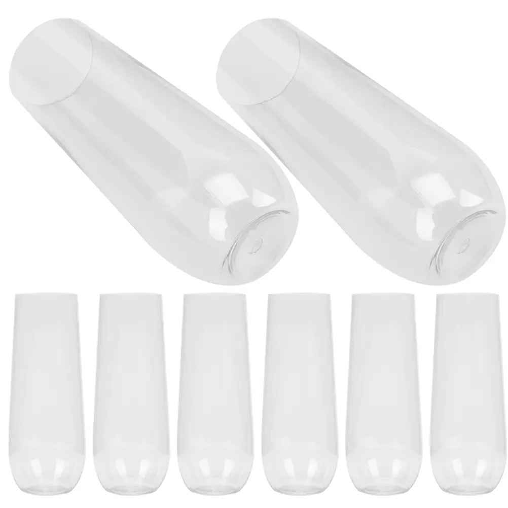 8pcs Breaking Resistant Cup Clear Plastic Party Cups Cold Water Decorative Juice Transparent Goblets Glasses Wedding