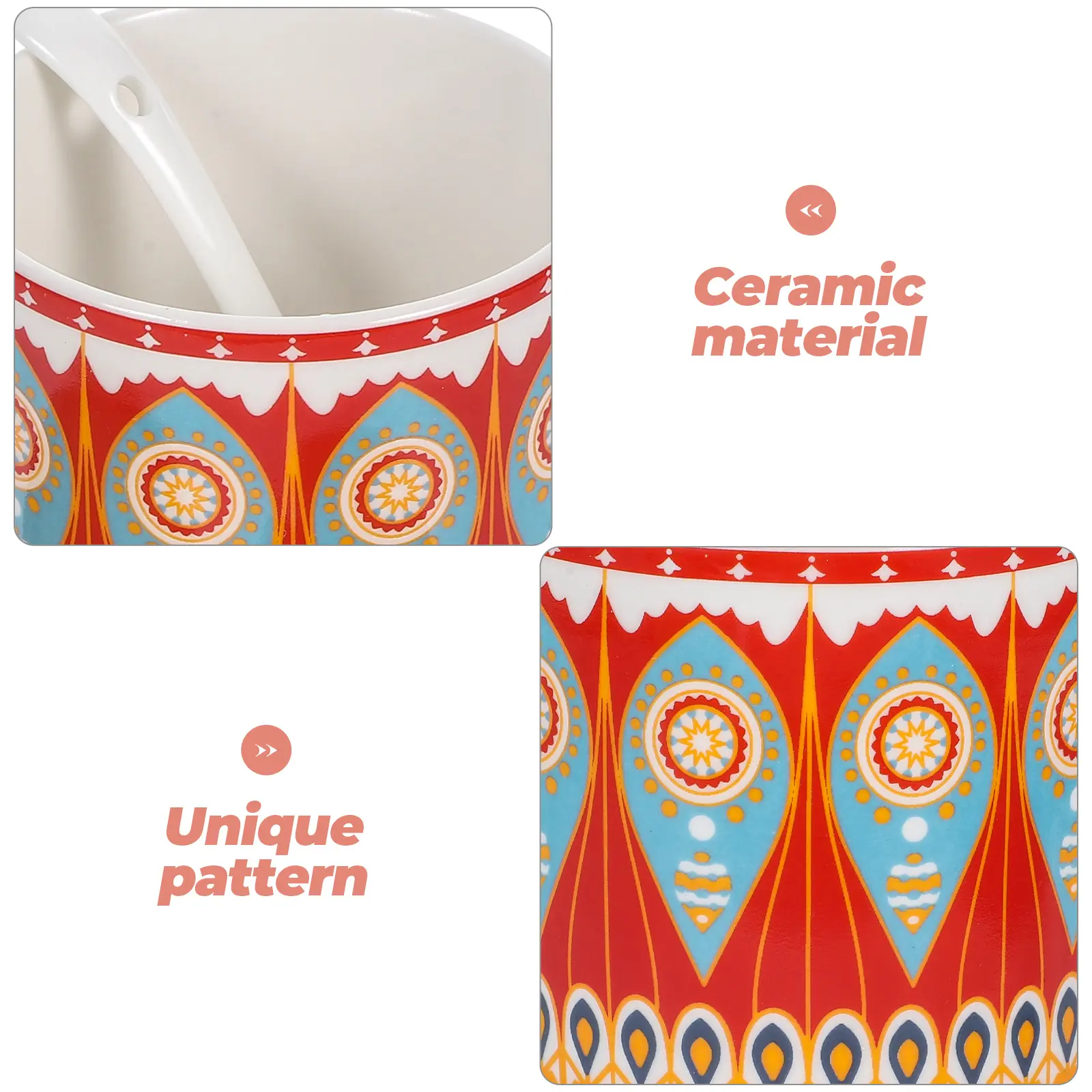 Ceramic Seasoning Jar Spice Pepper Canister Kitchen Container Bohemian Salt Holder Bamboo M ala Pattern Storage Solution