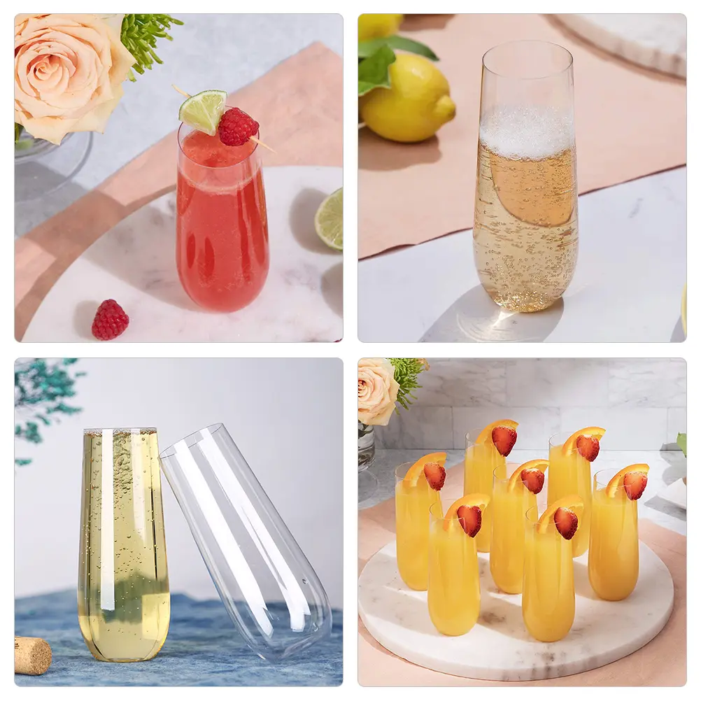 8pcs Breaking Resistant Cup Clear Plastic Party Cups Cold Water Decorative Juice Transparent Goblets Glasses Wedding