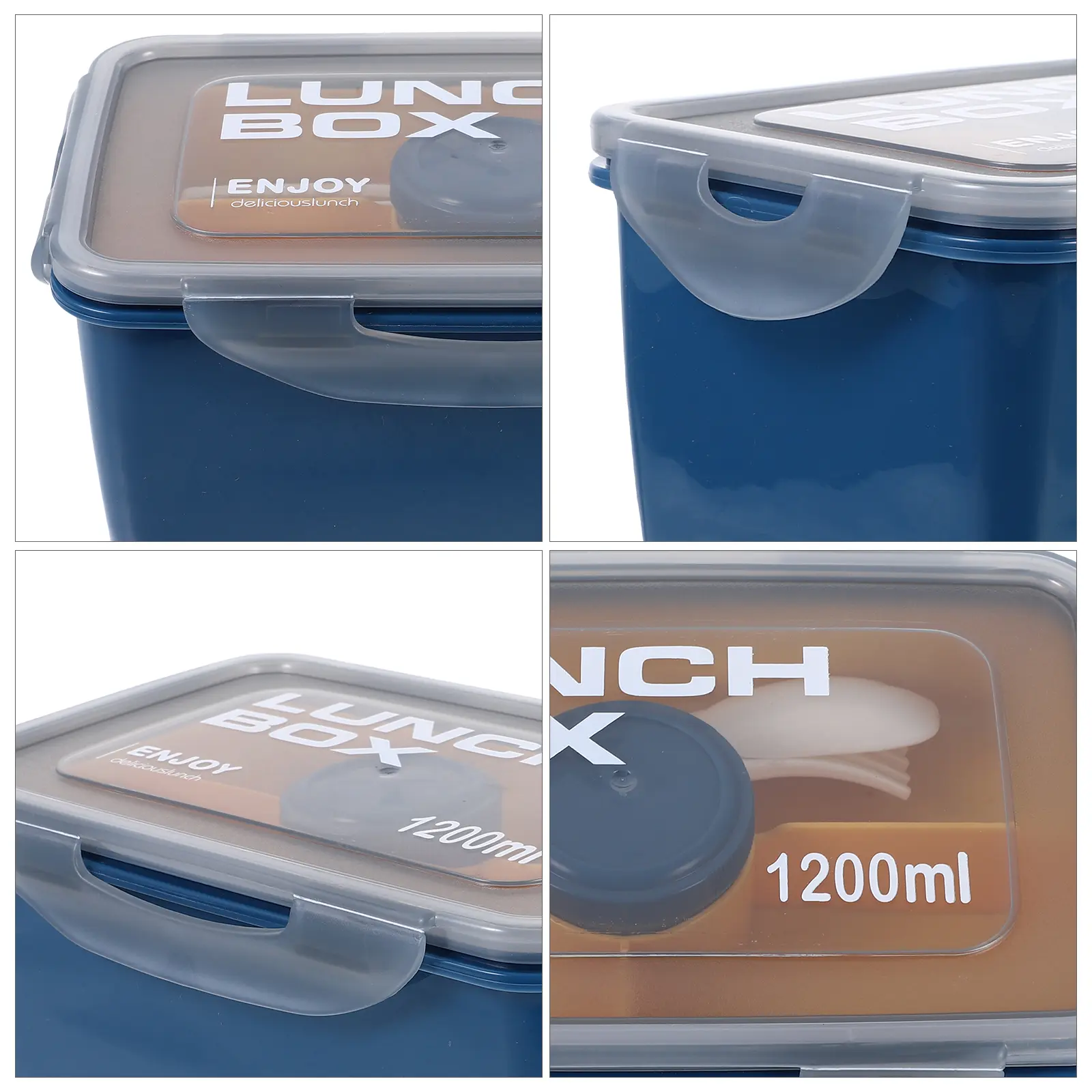 1200ML Brown Portable Lunch Containers Microwavable Salad Container PP Material Fruit Boxes Heatable Food Containers