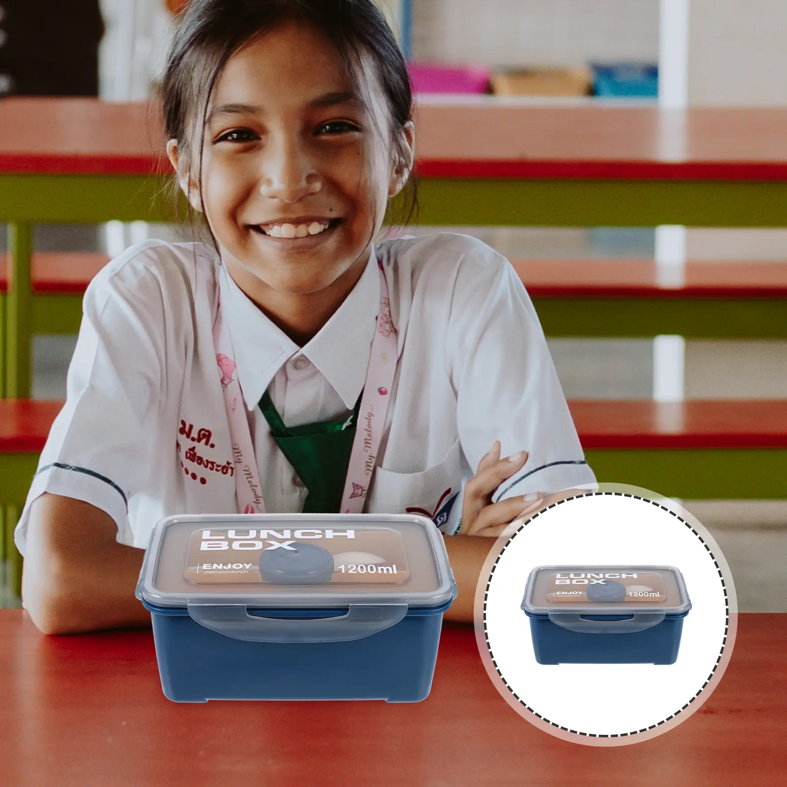 1200ML Brown Portable Lunch Containers Microwavable Salad Container PP Material Fruit Boxes Heatable Food Containers
