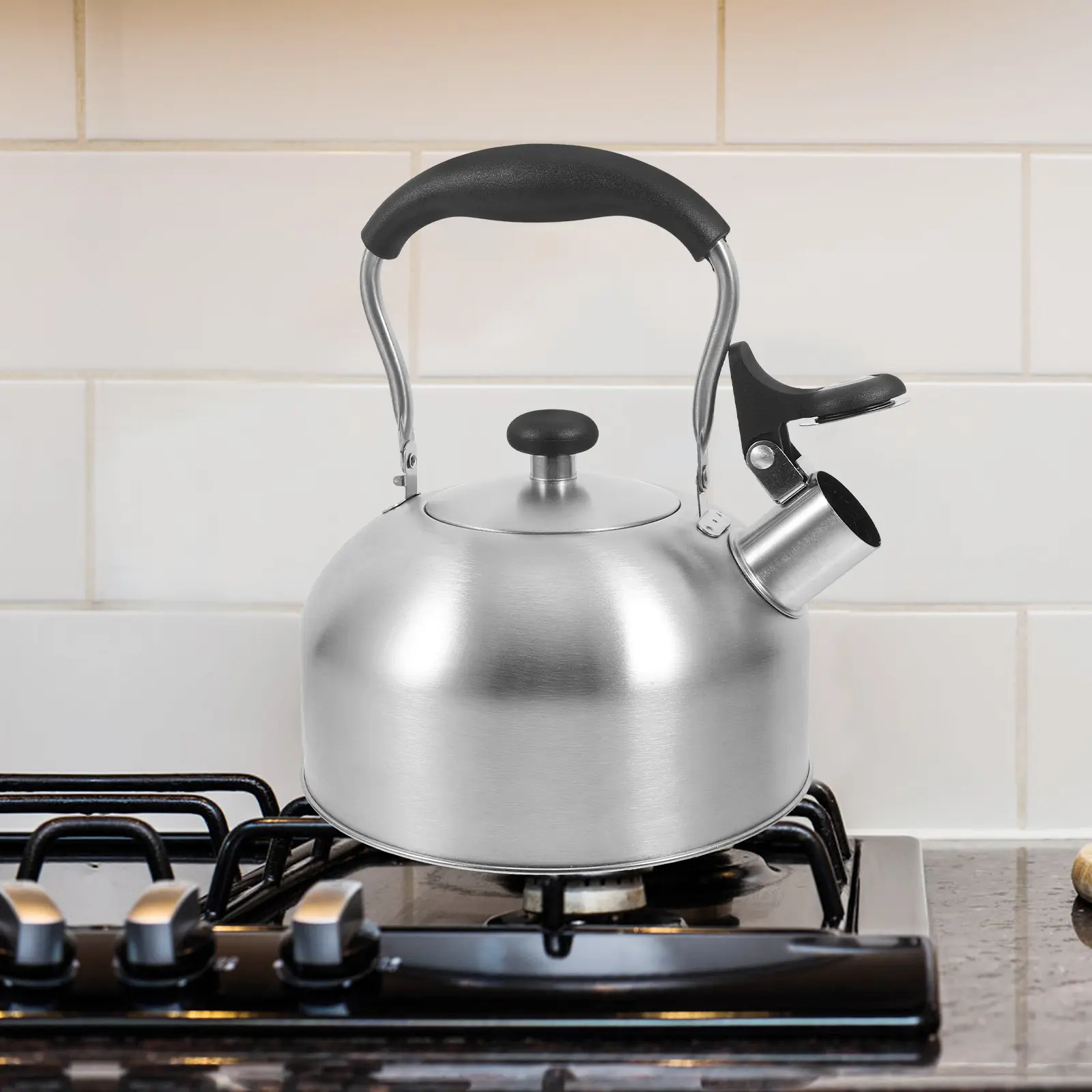 Stainless Steel Kettle 3L Capacity Whistling Design for Gas Induction Stove Tea Coffee Water Boiling Retro Style