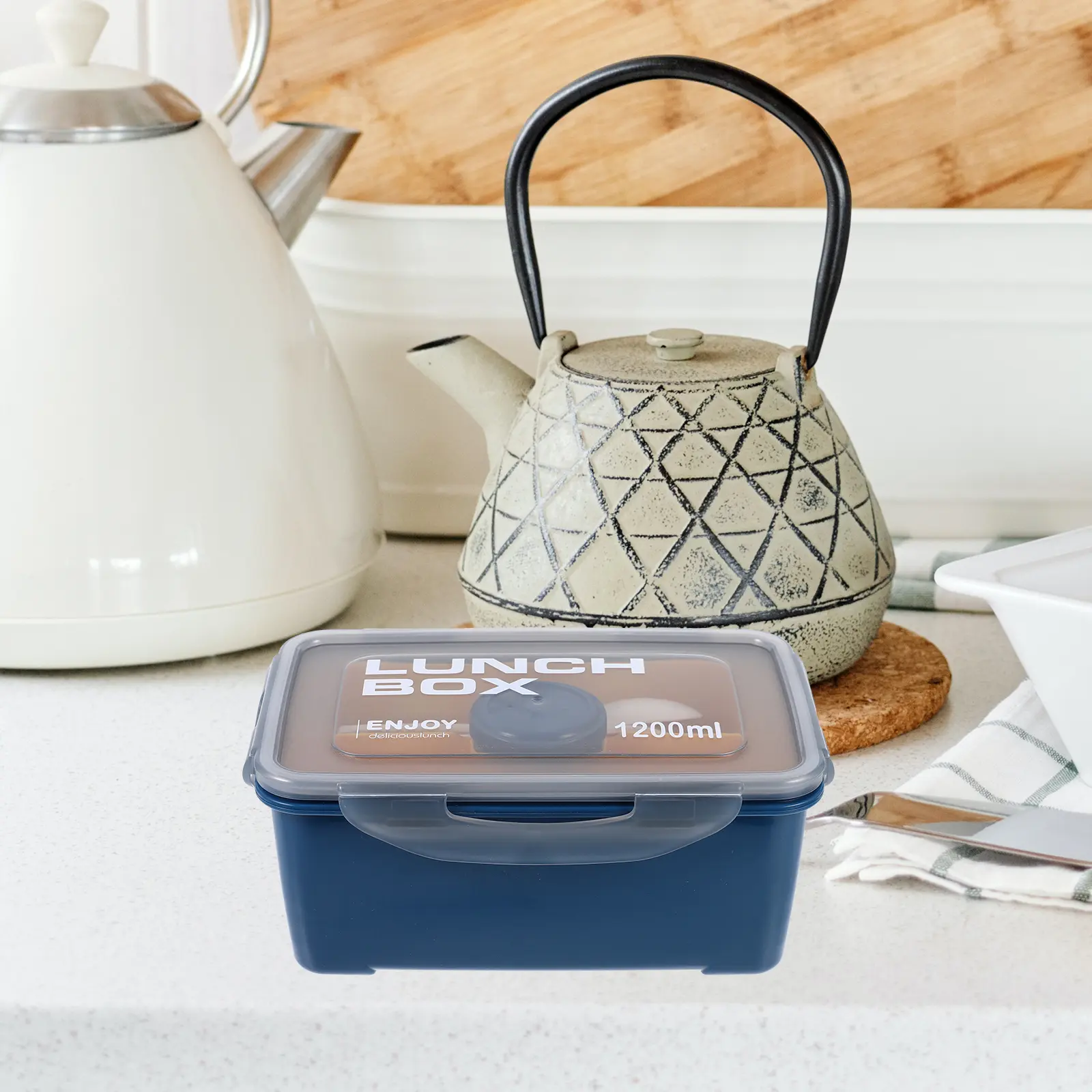 1200ML Brown Portable Lunch Containers Microwavable Salad Container PP Material Fruit Boxes Heatable Food Containers