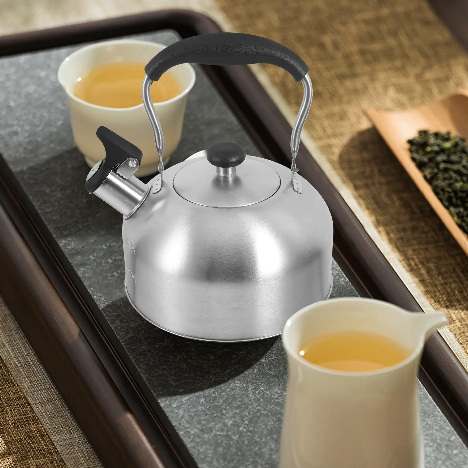 Stainless Steel Kettle 3L Capacity Whistling Design for Gas Induction Stove Tea Coffee Water Boiling Retro Style