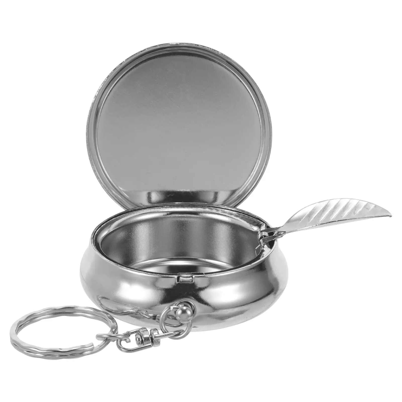 Portable Metal Mini Ashtray Keychain Stainless Steel Pocket Size Storage Case Travel Key Ring Gifts for Smokers