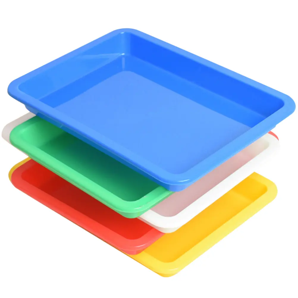 5pcs Plastic Tray Stackable Fruit Trays Craft Serving PP Organizer Classroom Activity Tool Smooth Easy Clean Long