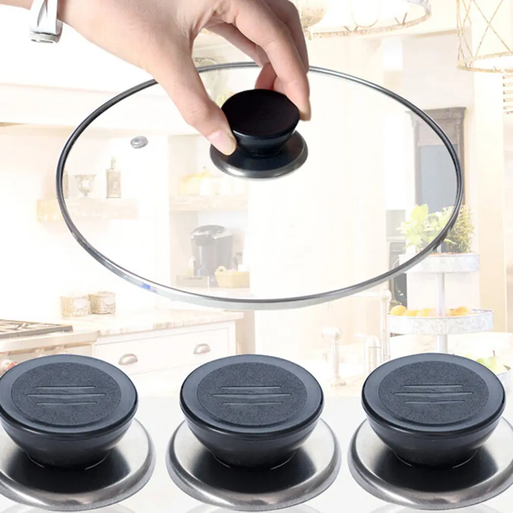 4 pcs Pot Lid Knob Replacement Stainless Steel Kitchen Handles Frying Pan Lids Cover 6-10mm Hole Size Anti Rust