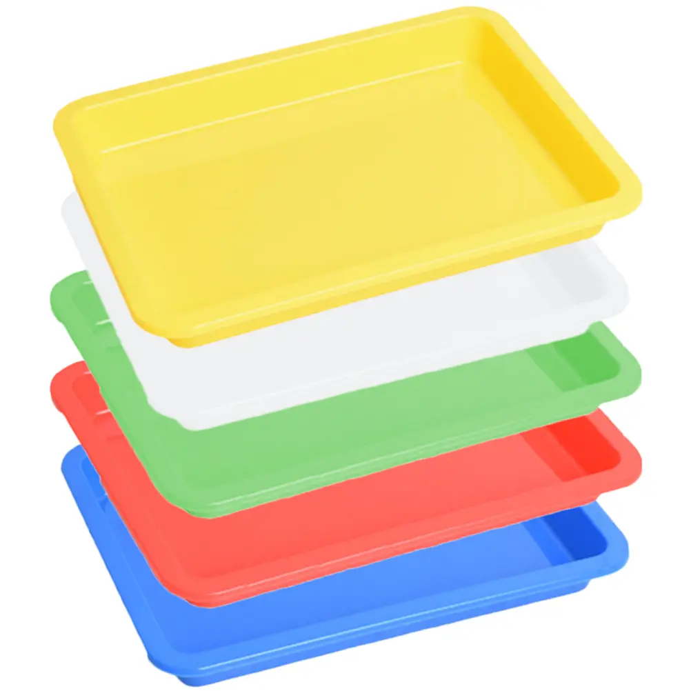 5pcs Plastic Tray Stackable Fruit Trays Craft Serving PP Organizer Classroom Activity Tool Smooth Easy Clean Long