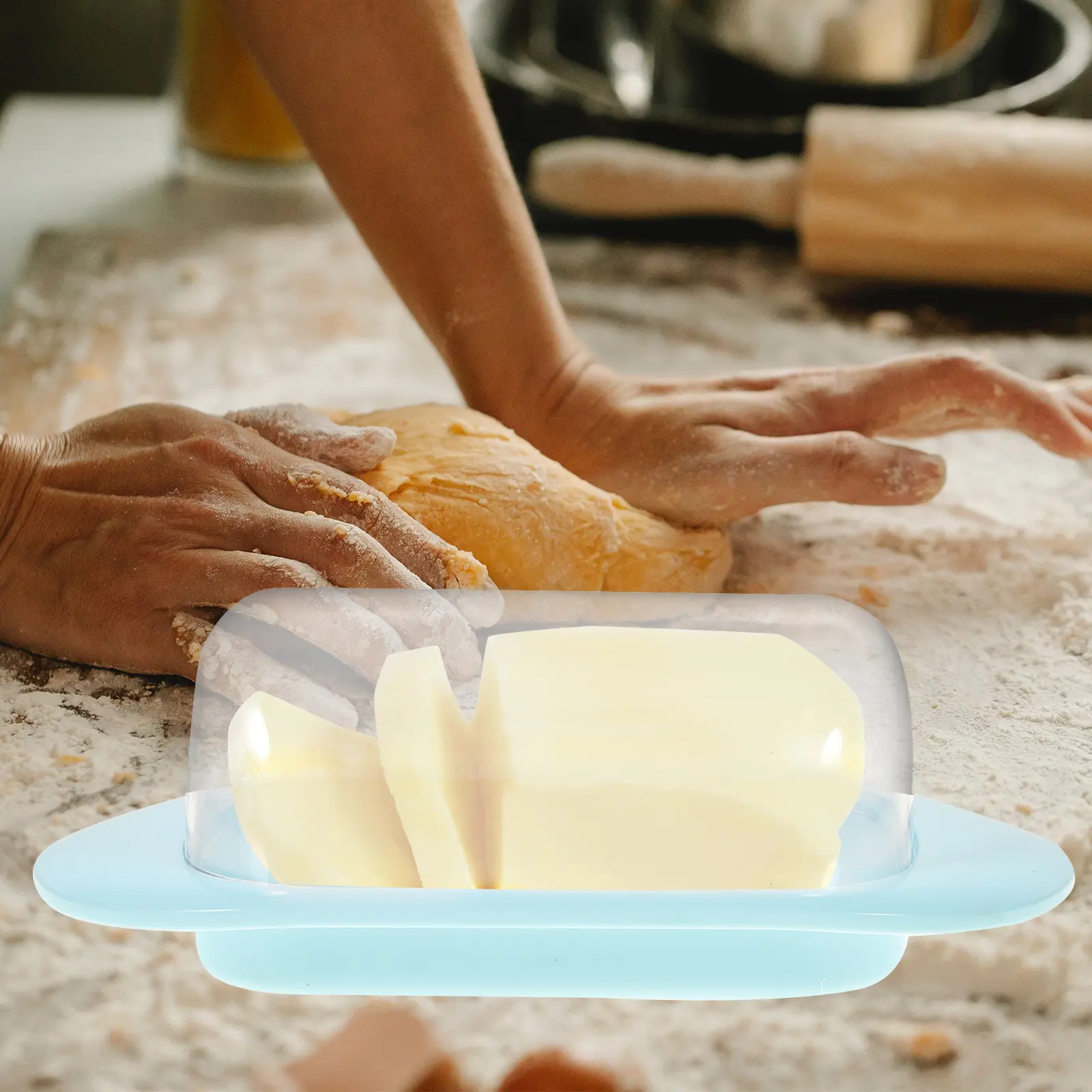 Butter Box Kitchen Utensil Cheese Keeper Plastic Case Covered Dish Storage Container Airtight Food Preservation Easy Clean