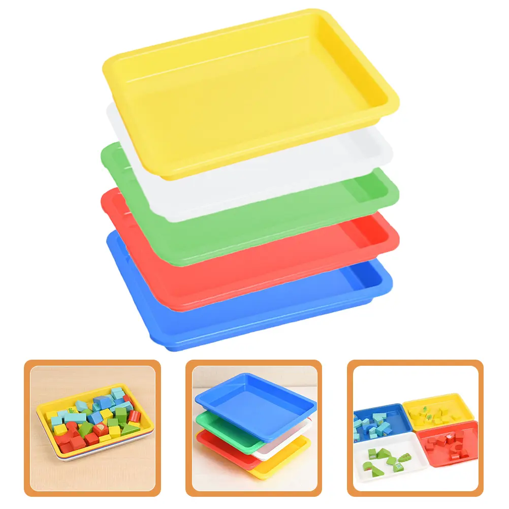 5pcs Plastic Tray Stackable Fruit Trays Craft Serving PP Organizer Classroom Activity Tool Smooth Easy Clean Long