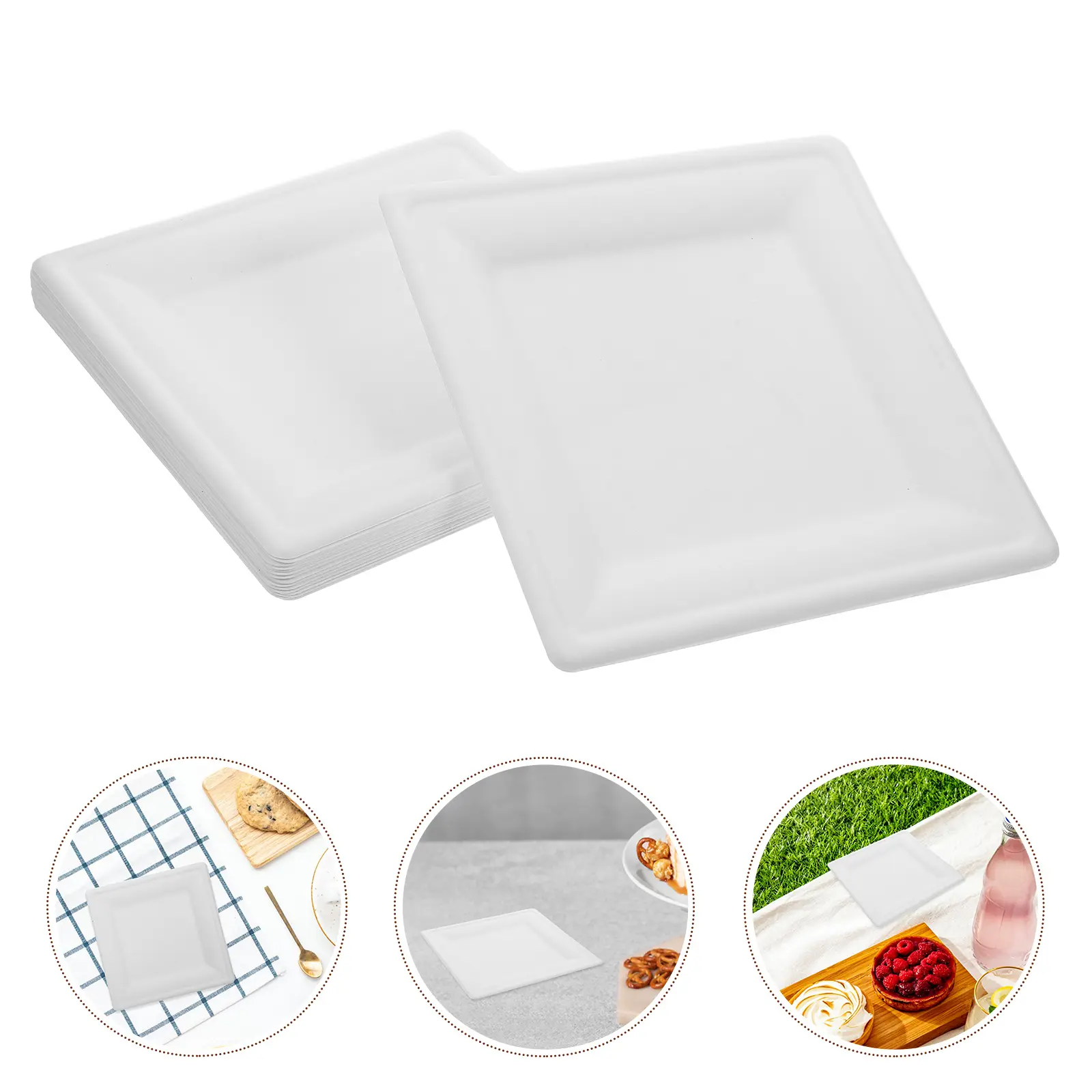 25 Pcs Disposable Dinner Plates Paper Food Trays White Square Plates for Outdoor Parties Camping BBQ Picnics Lightweight Easy