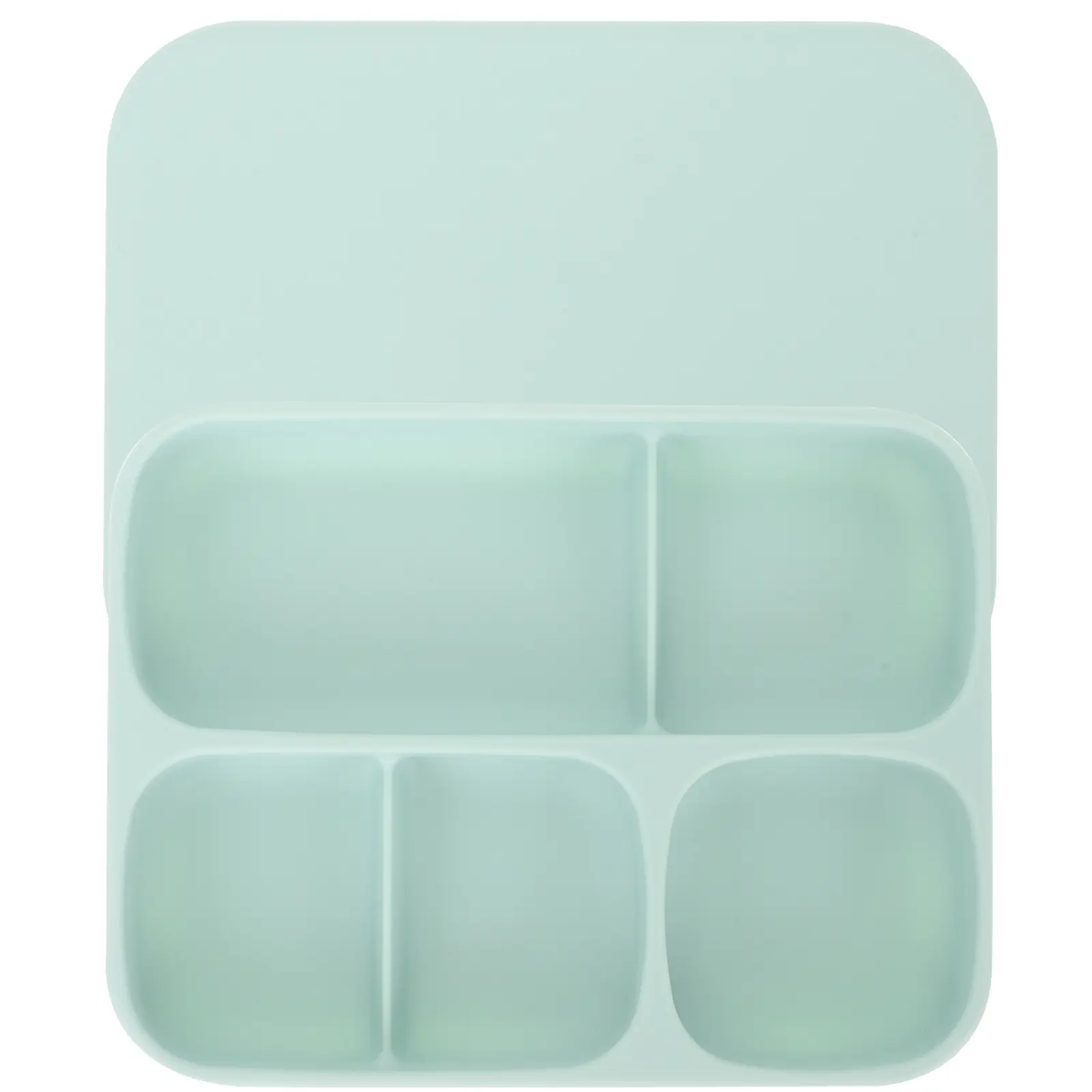 Silicone Food Plate Divided Compartments Suction Cup Baby Plates Fruit Plate Toddler Kitchenware Green Color Easy Clean Portable