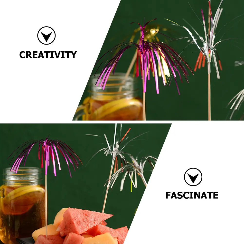 Colorful Picks Premium Fruit Skewers Sturdy Cake Dessert Party Supplies Foil Cupcake BBQ Kitchen Bar Tools Decor