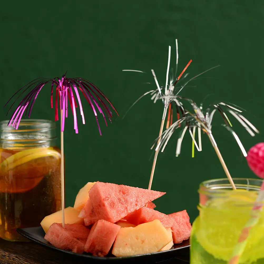 Colorful Picks Premium Fruit Skewers Sturdy Cake Dessert Party Supplies Foil Cupcake BBQ Kitchen Bar Tools Decor