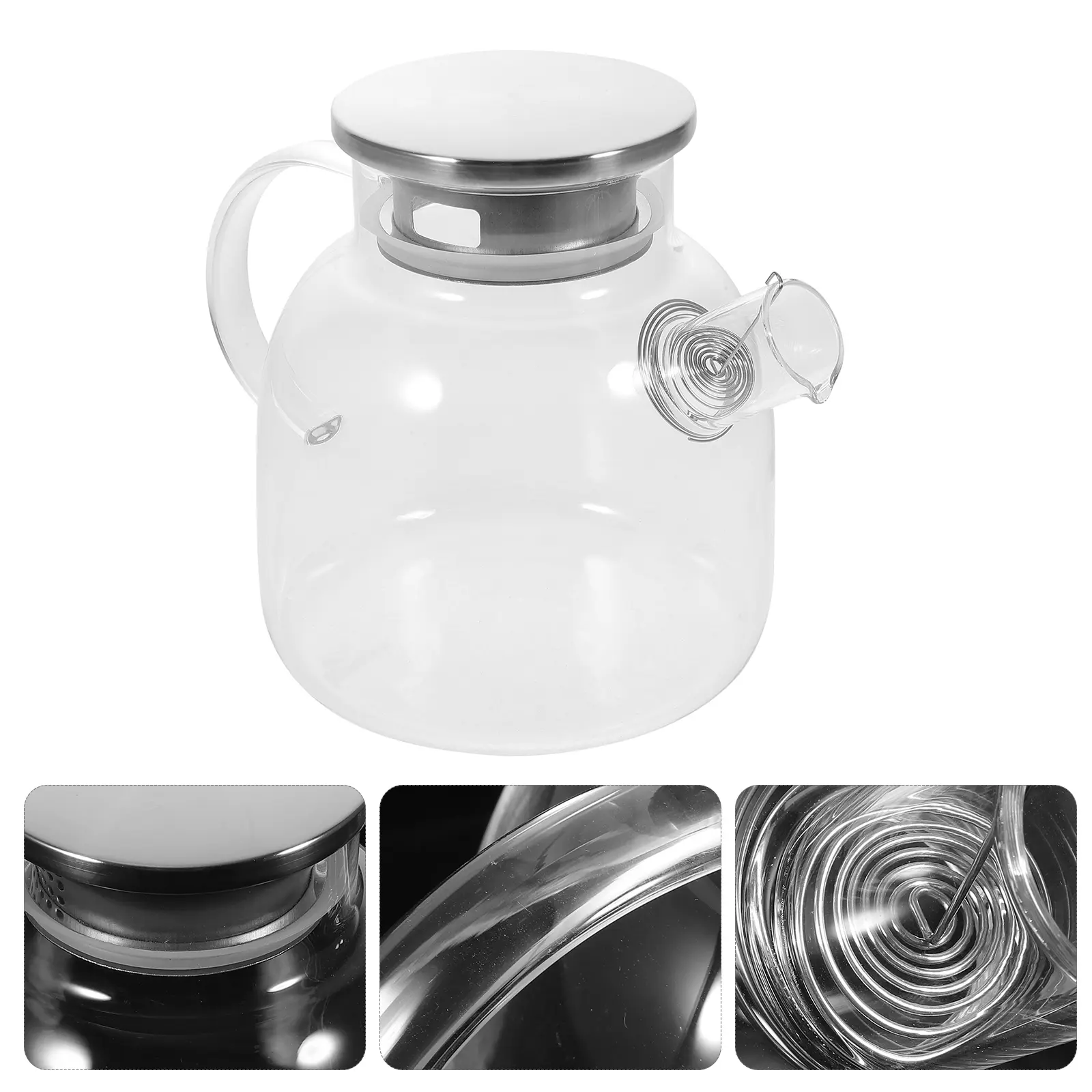 Large Capacity Teapot Clear Kettle Fruit Loose Leaf Steeper Pots Glass Stovetop