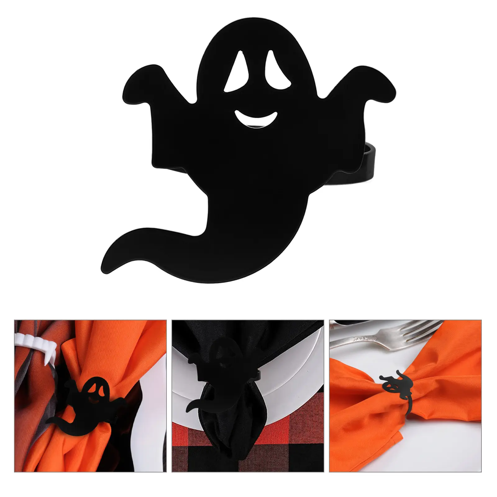 4pcs Halloween Decor Rings Alloy Napkin Ring Alloy Decoration Buckle for Halloween Napkin Buckle Party Tableware Gift Set