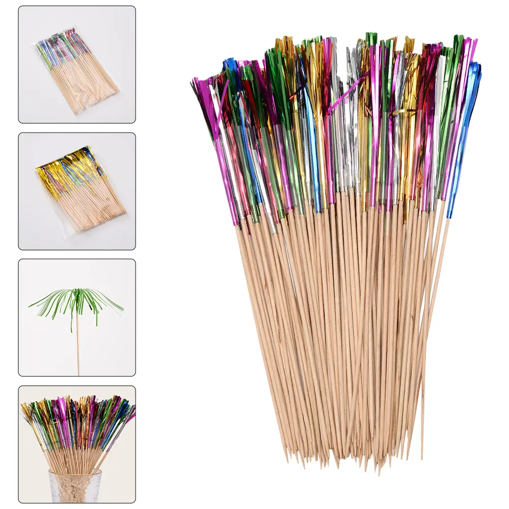 Colorful Picks Premium Fruit Skewers Sturdy Cake Dessert Party Supplies Foil Cupcake BBQ Kitchen Bar Tools Decor