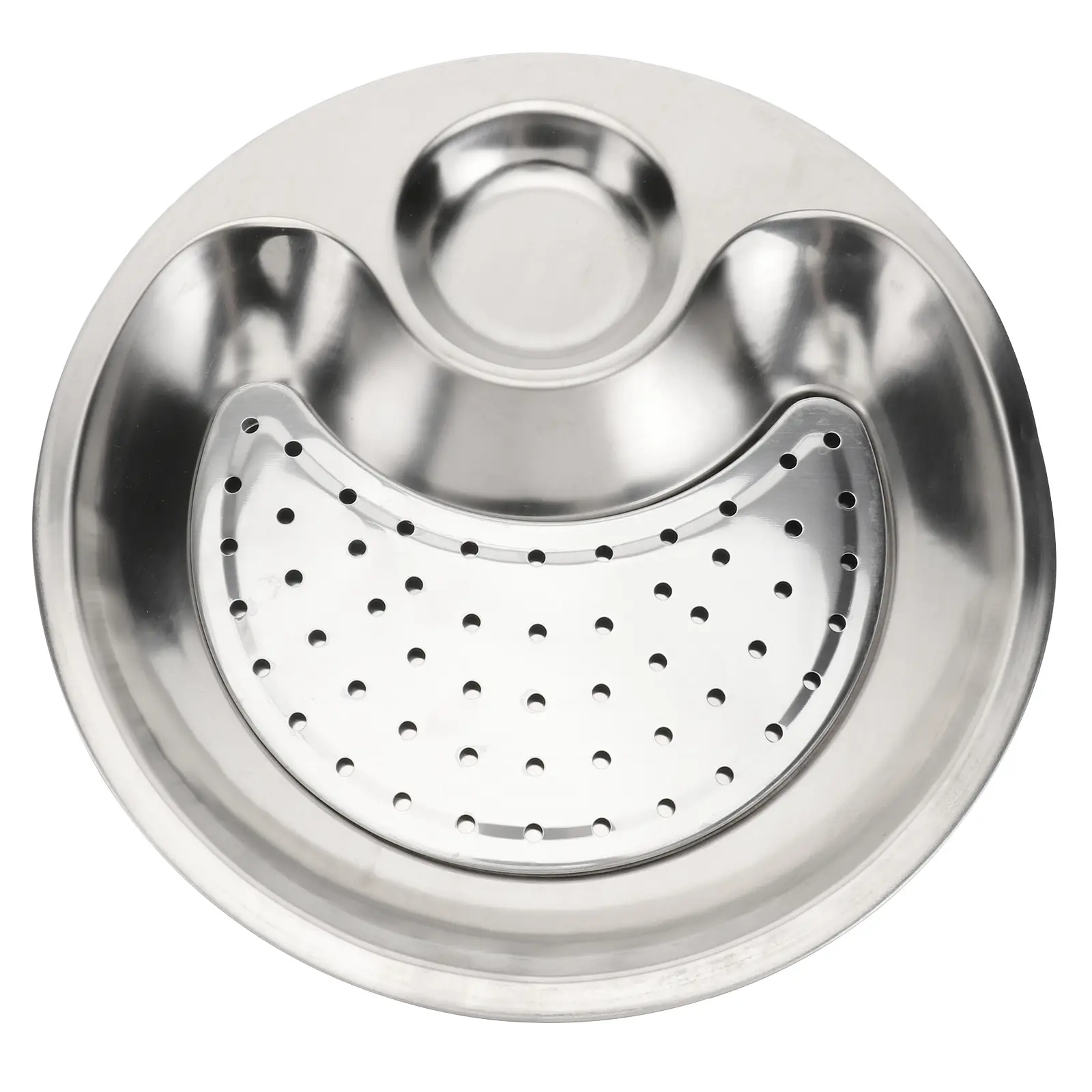 Stainless Steel Dumpling Tray Anti-skid Dinner Plate with Dipping Saucer Serving Dishes Household Removable Drain Dumplings