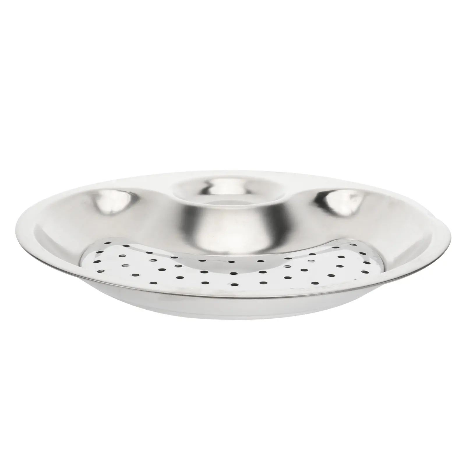 Stainless Steel Dumpling Tray Anti-skid Dinner Plate with Dipping Saucer Serving Dishes Household Removable Drain Dumplings