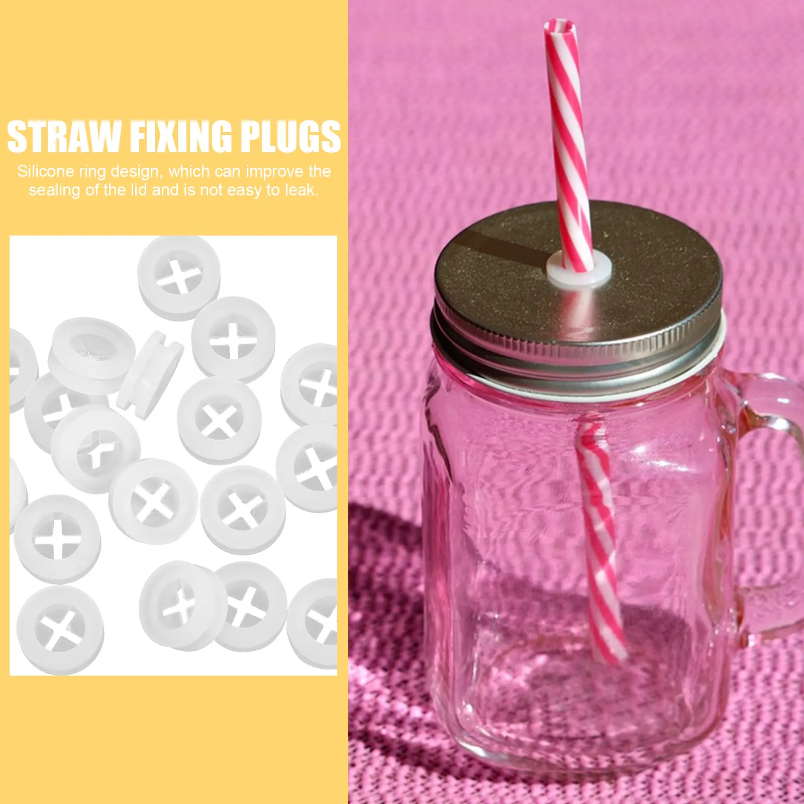 20pcs Silicone Stopper Plugs Hole Sealing Gaskets Jar Bottle Covers Dustproof Leakproof for Tumblers Containers Cans Reusable