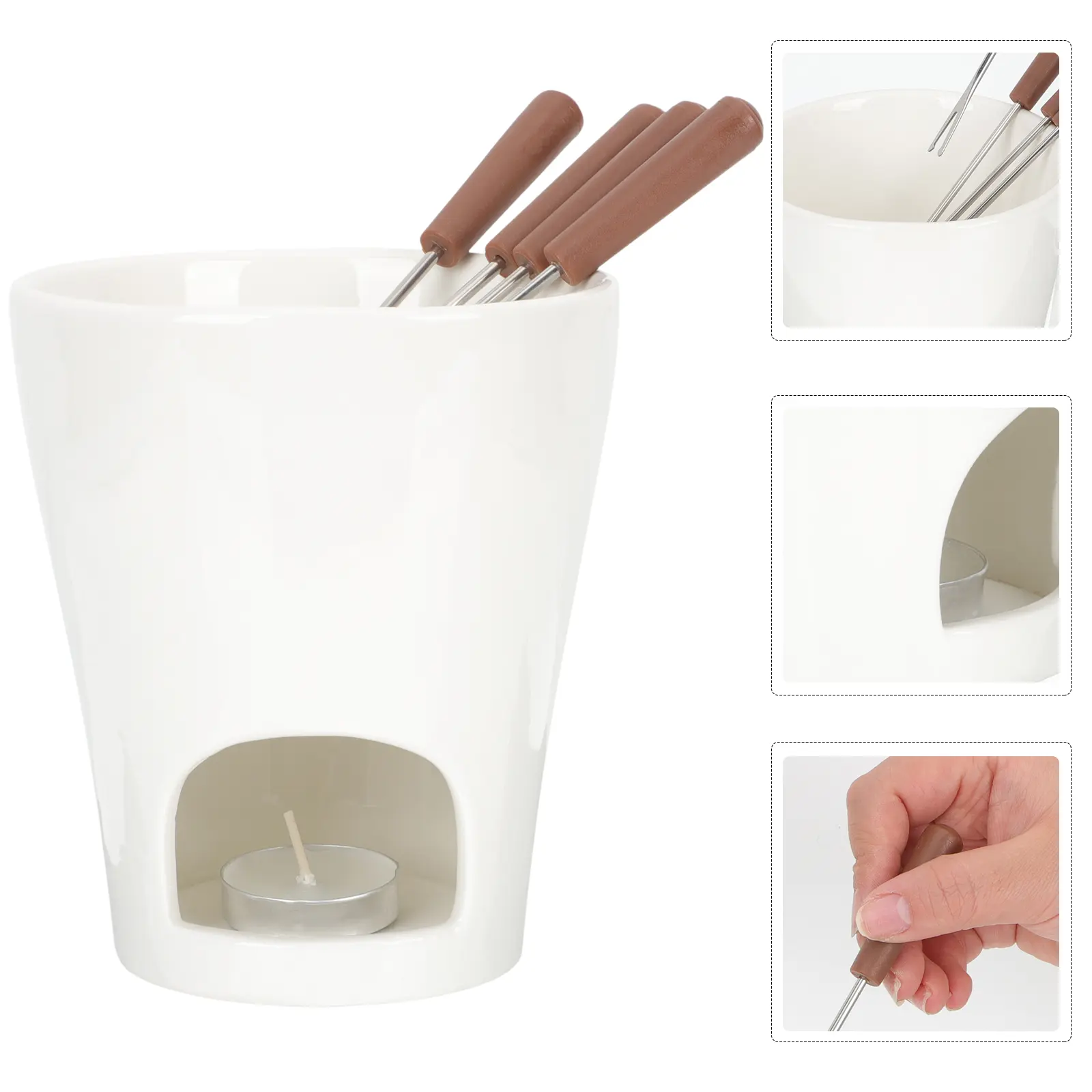 Chocolate Melting Furnace Ceramic Cheese Warmer Cup Fondue Hot