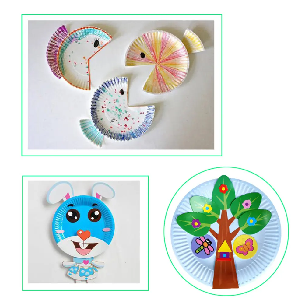 60 Pcs Kids Painting Plates Disposable Art Coloring Supplies Children Trays Drawing Paper Craft DIY Pulp Plates Smooth Polishing
