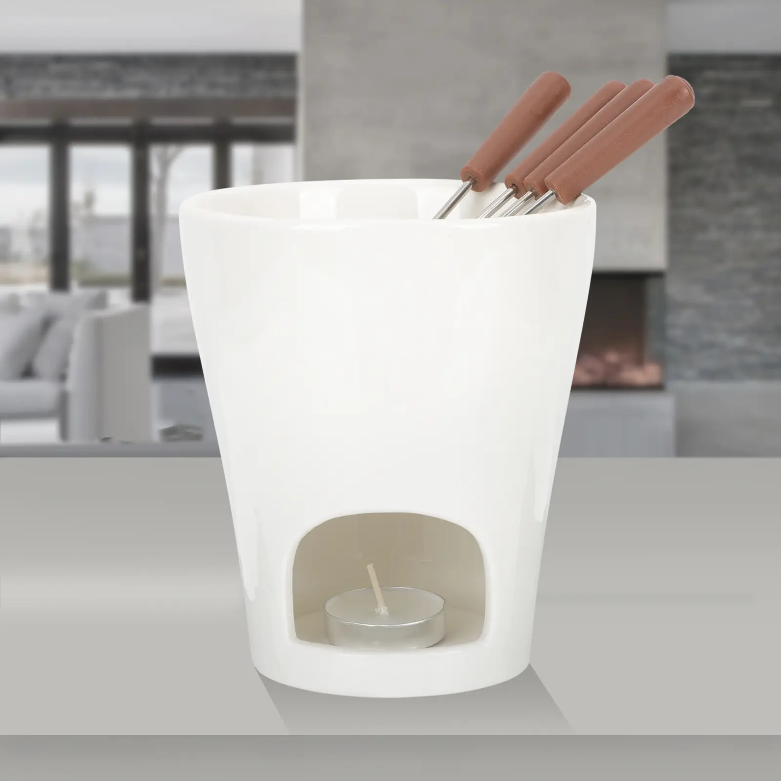 Chocolate Melting Furnace Ceramic Cheese Warmer Cup Fondue Hot