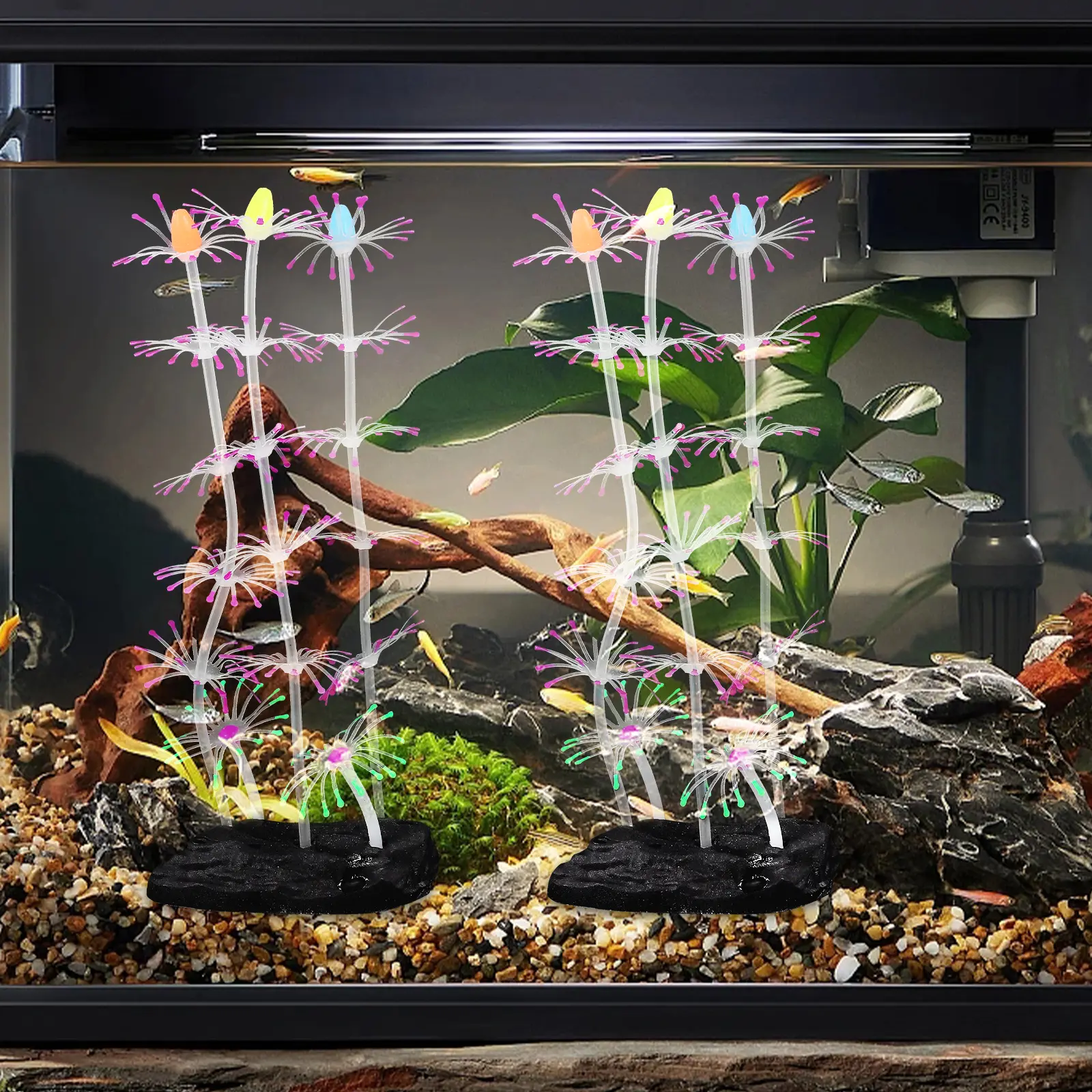 Simulated Coral Ornaments Fluorescent Decoration Aquarium Artificial Reef for Aquariums False Silica Gel