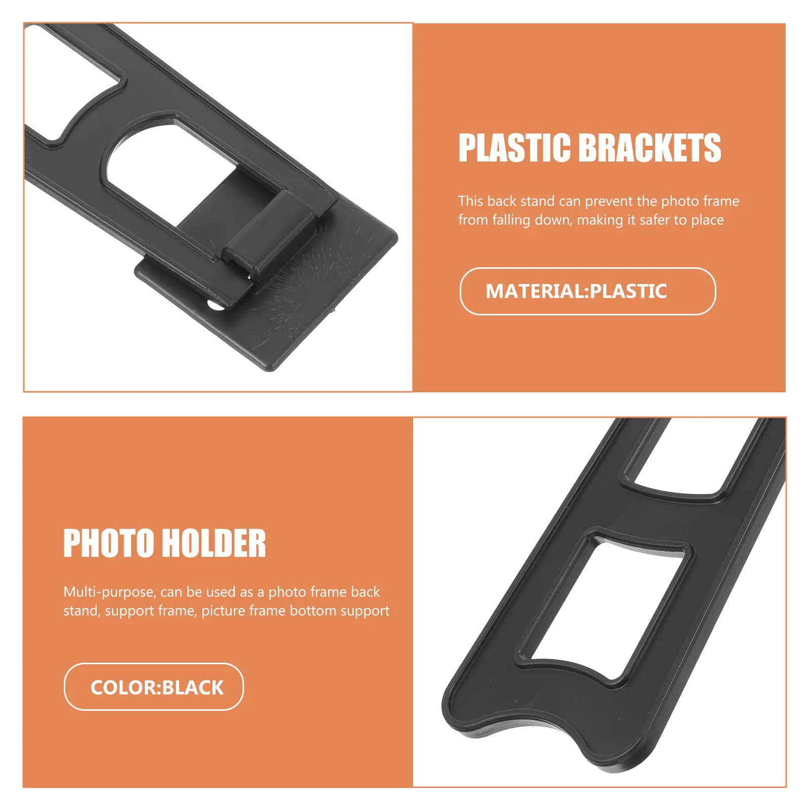 10 Pcs Black Trapezoid Photo Frame Stand Plastic Easel Support Bracket Display Holder Desktop Picture Rack Frame Section