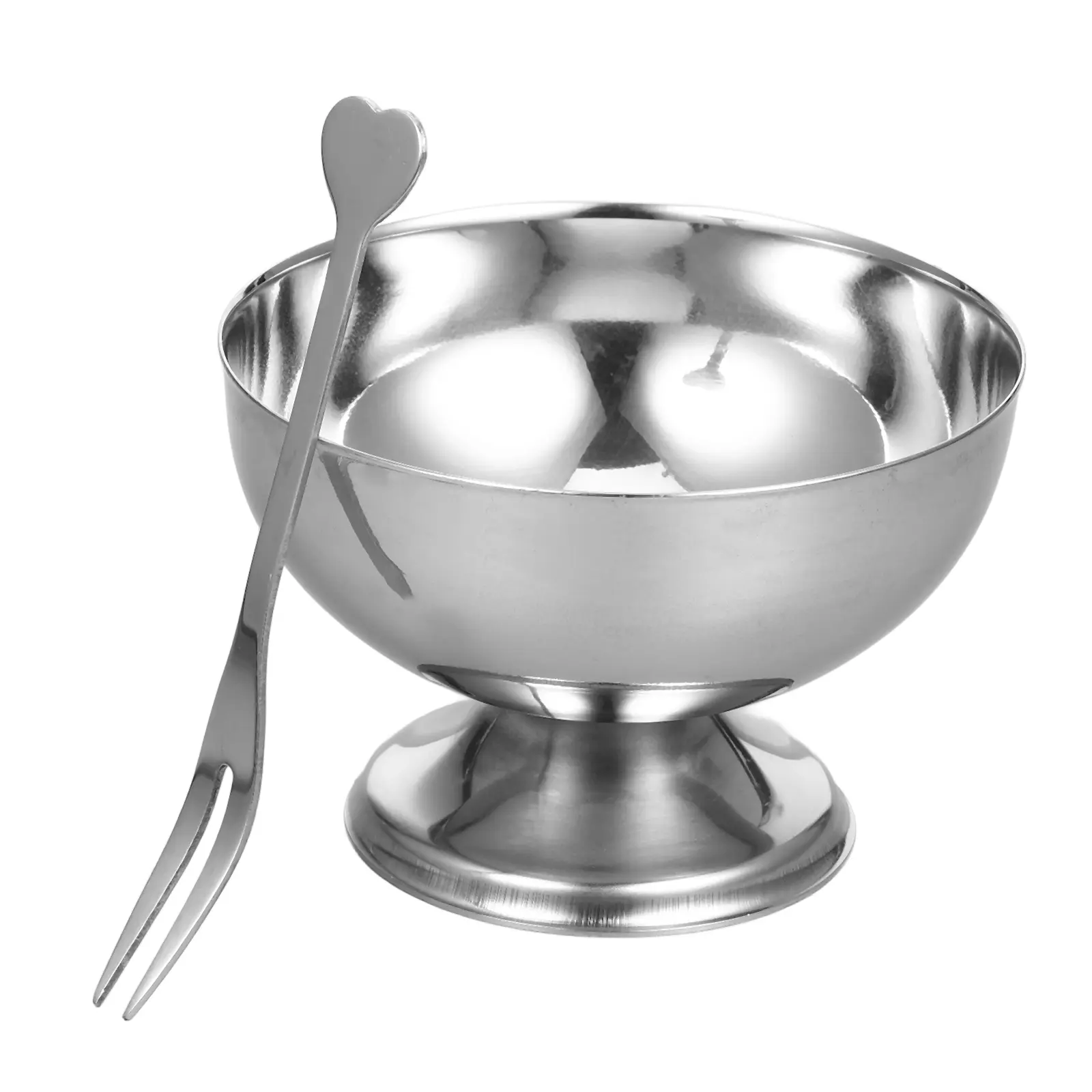 1pc Stainless Steel Dessert Cup Salad Bowl Fruit Storage Multipurpose Kitchen Utensil Ice Cream Serving Bowl Household Tableware