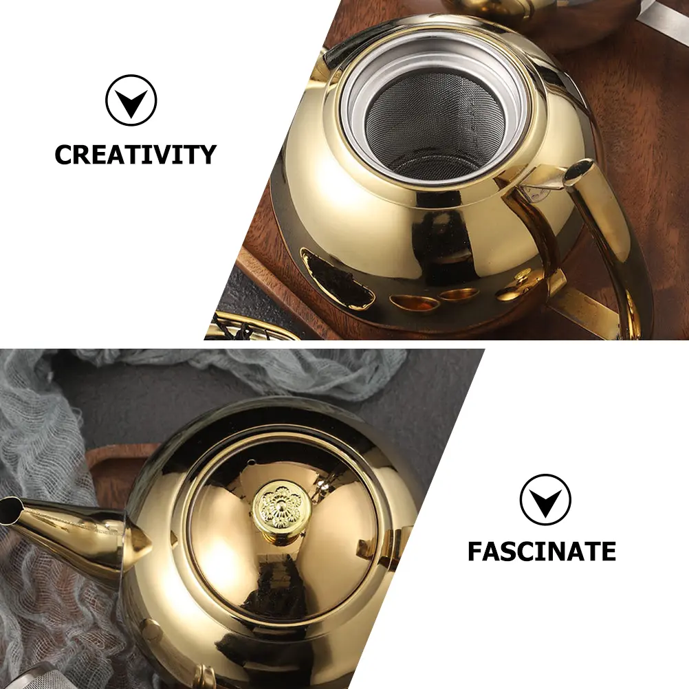Stainless Steel Handle Lift Pot Teapots Stovetop Kettle Heat Resistant Tea Maker for Loose Leaf Infuser Home Use Gift