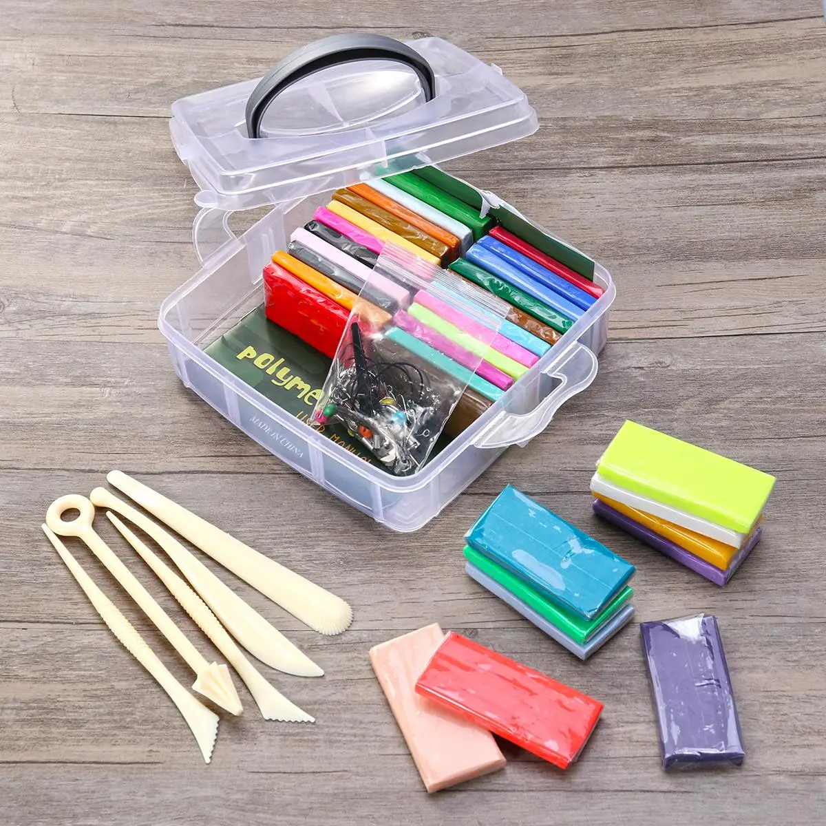 32 Colors Oven Bake Clay Polymer Clay Kit With Tools Soft Modeling Clay Set For Educational Crafts Sculpting Accessories