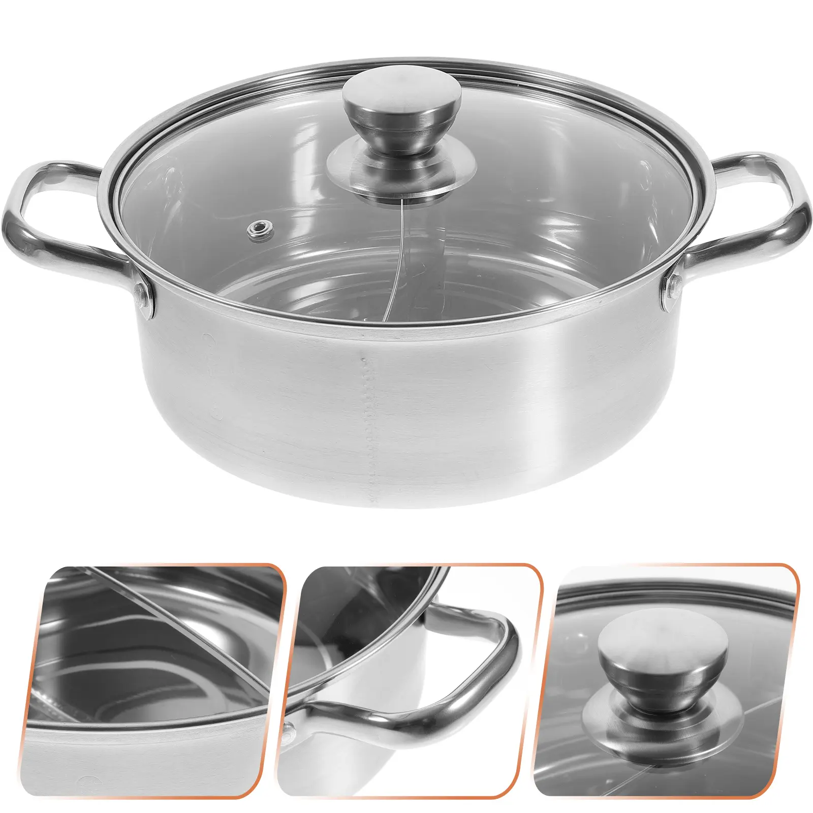 Stainless Steel Hot Pot 26cm Soup Pot High Temperature Cooking Boiler Electric Gas Stove Stockpot Olla Induction Ramen