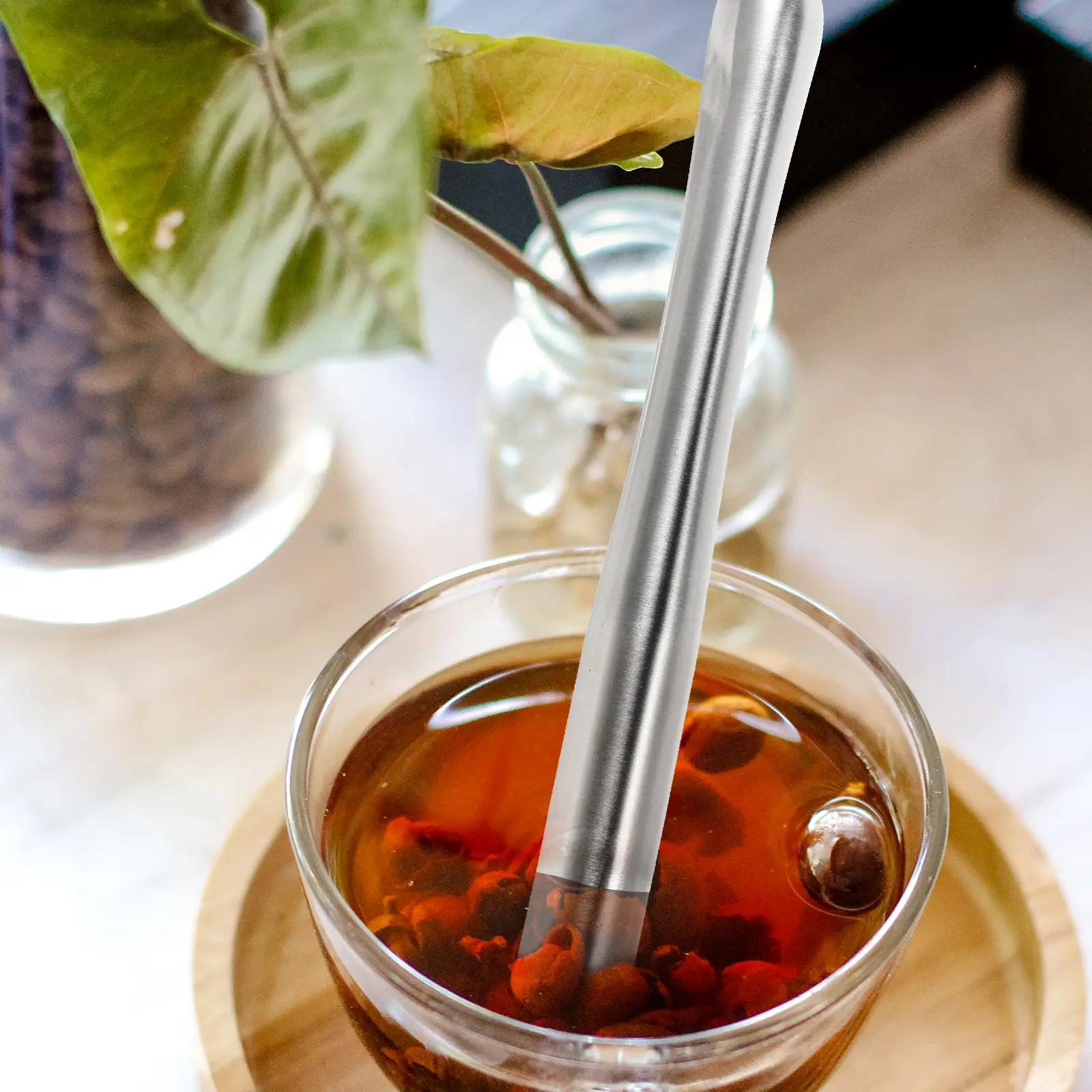1pc Stainless Steel Ice Stick Premium Ergonomic Design for Crushing Ice Herbs Spices Drinks Cocktail Bar Tools Bottle