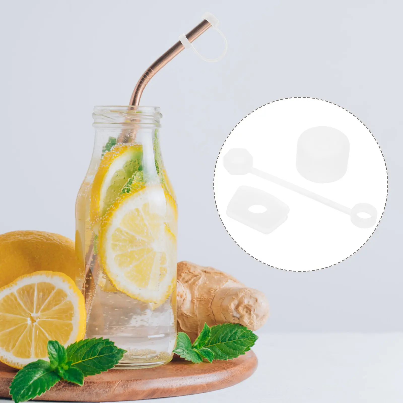 12 Pieces Clear White Reusable Silicone Straw Covers Drink Cup Plug Tips Protector Straw Stopper For Picnic Party