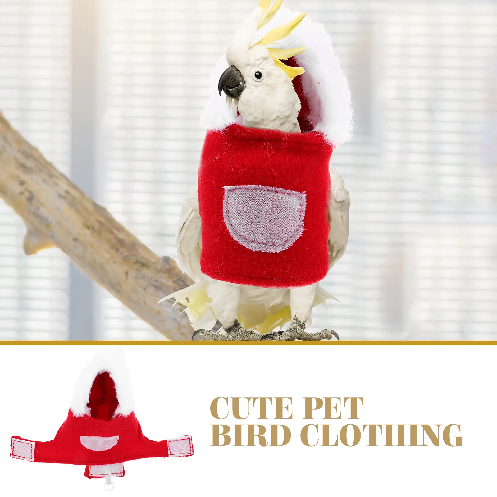 Parrot Clothes Xmas Costume Red S Durable Comfort Material Easy Wear Clean Pet Bird Clothing Frog Style Party Prop Christmas