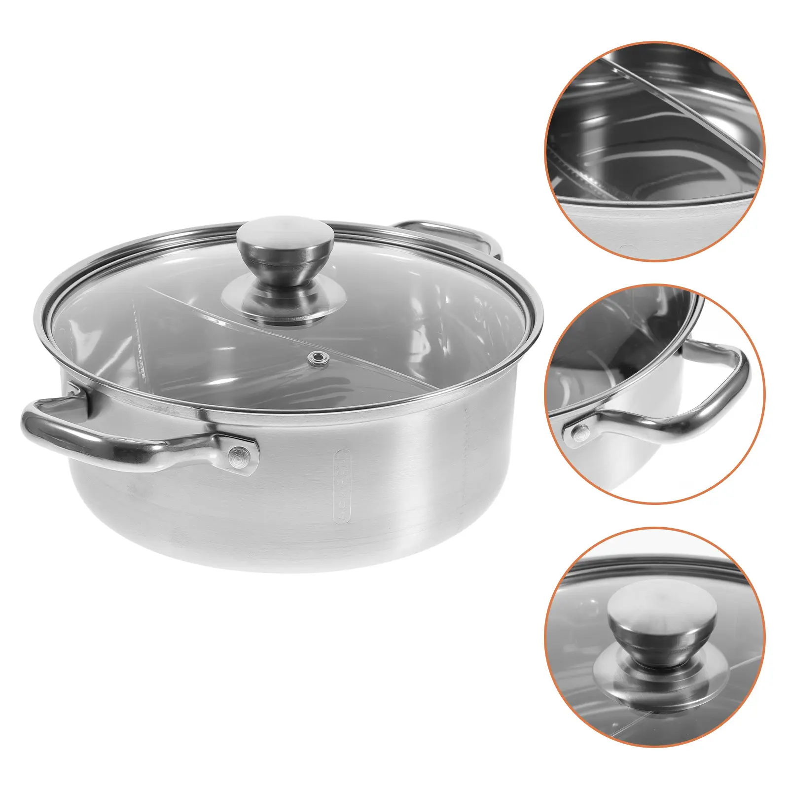 Stainless Steel Hot Pot 26cm Soup Pot High Temperature Cooking Boiler Electric Gas Stove Stockpot Olla Induction Ramen