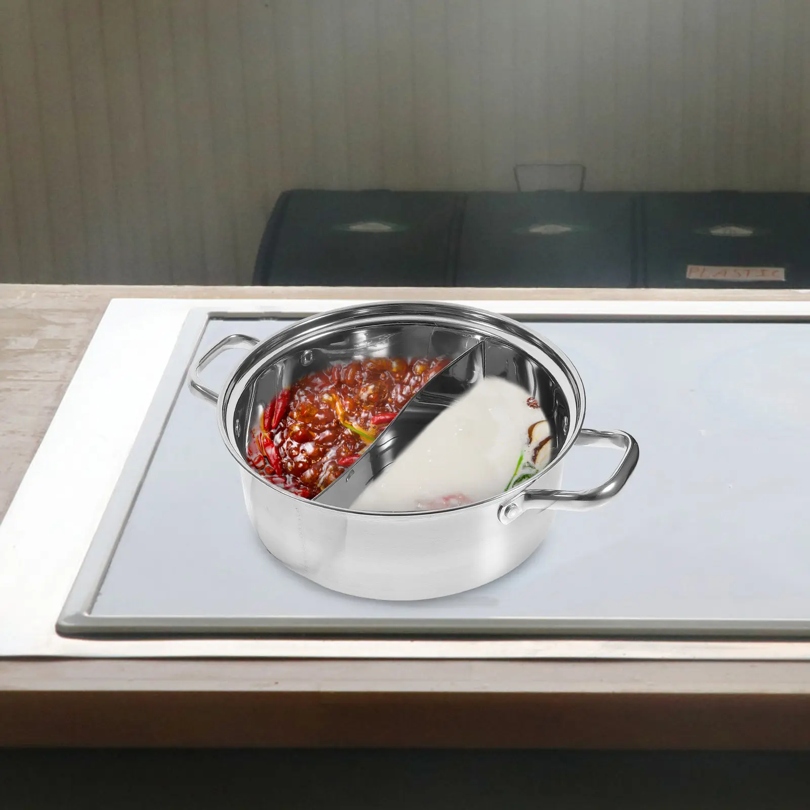 Stainless Steel Hot Pot 26cm Soup Pot High Temperature Cooking Boiler Electric Gas Stove Stockpot Olla Induction Ramen