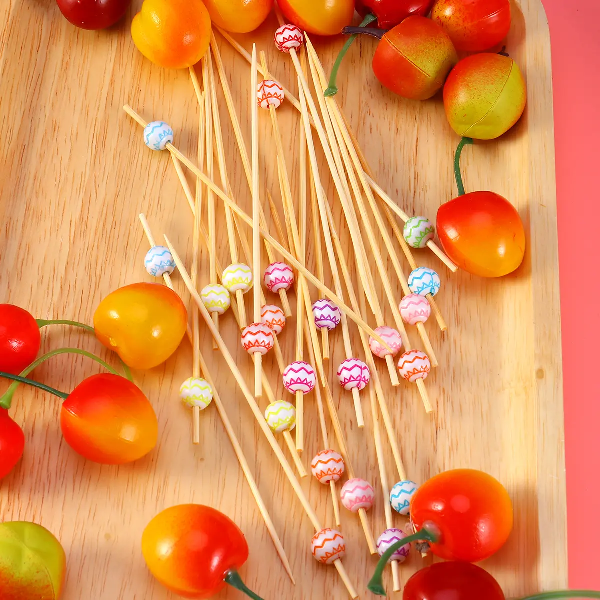 100 Pcs Bamboo Fruit Picks Wedding Decor Cocktail Stick for Heart-shaped Sticks