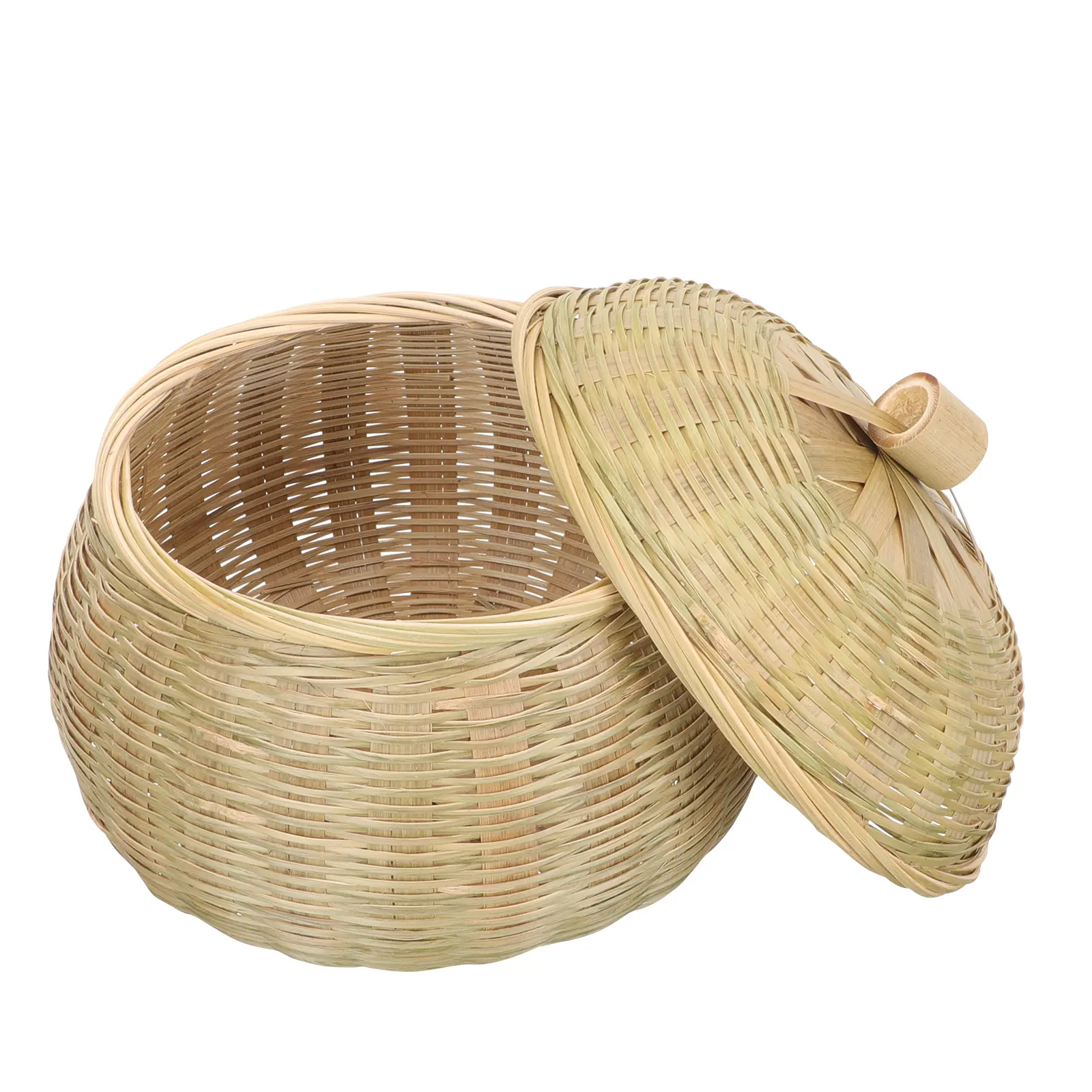 Storage Basket with Lid Egg Bin Toy Safe Use Bamboo Net Cover Weaving Food Grade
