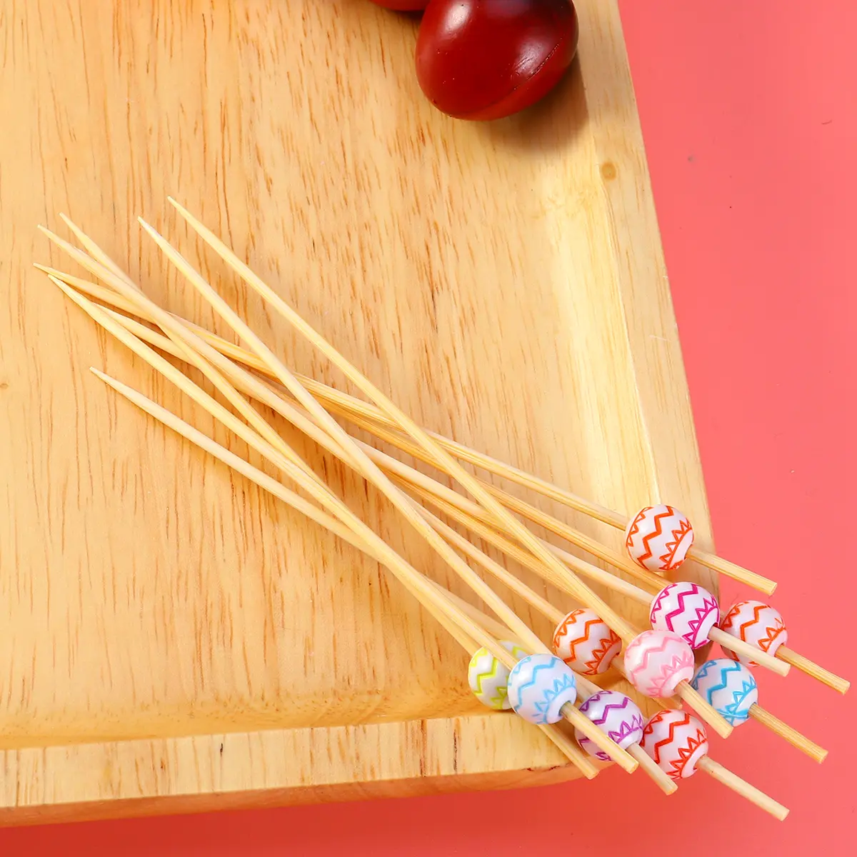 100 Pcs Bamboo Fruit Picks Wedding Decor Cocktail Stick for Heart-shaped Sticks