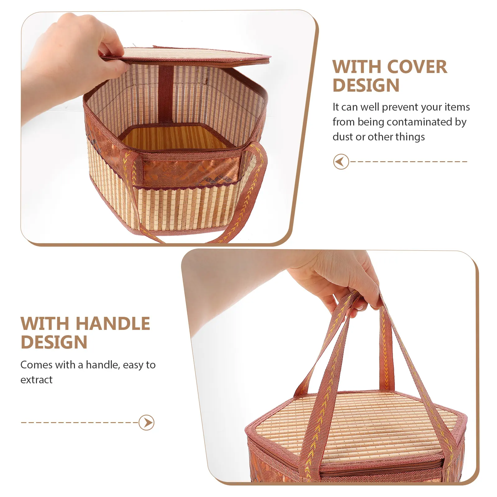 Large Capacity Woven Picnic Baskets H held Storage Fruit Wrapping Rustic Style Dust Proof Cover Crab Gift Box Kitchen Barware