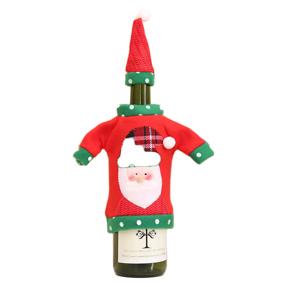 Bottle Cover Santa Claus Pattern Christmas Decorations Dress Tear Resistant Fabric Holiday Gift Table Centerpieces