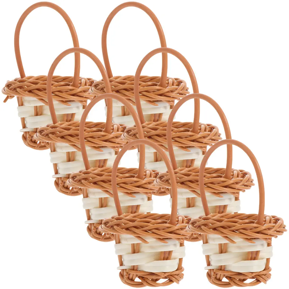8Pcs Baskets Tiny Basket Portable Flower Arrangement Woven H Small Baby Decorative LightweightTiny