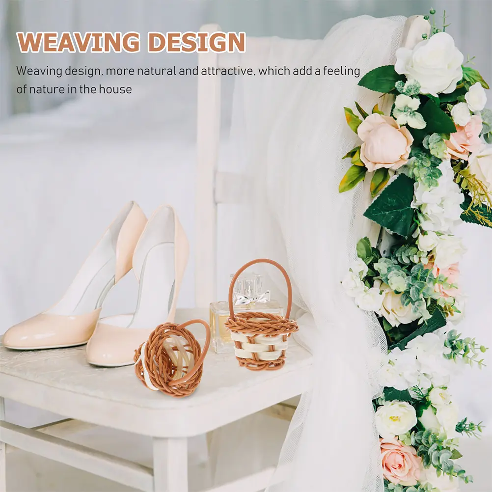 8Pcs Baskets Tiny Basket Portable Flower Arrangement Woven H Small Baby Decorative LightweightTiny